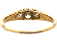 Victorian 18ct Gold Carved Half Hoop Ring set with Three Old Mine Cut Diamonds
