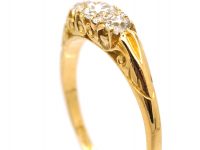 Victorian 18ct Gold Carved Half Hoop Ring set with Three Old Mine Cut Diamonds