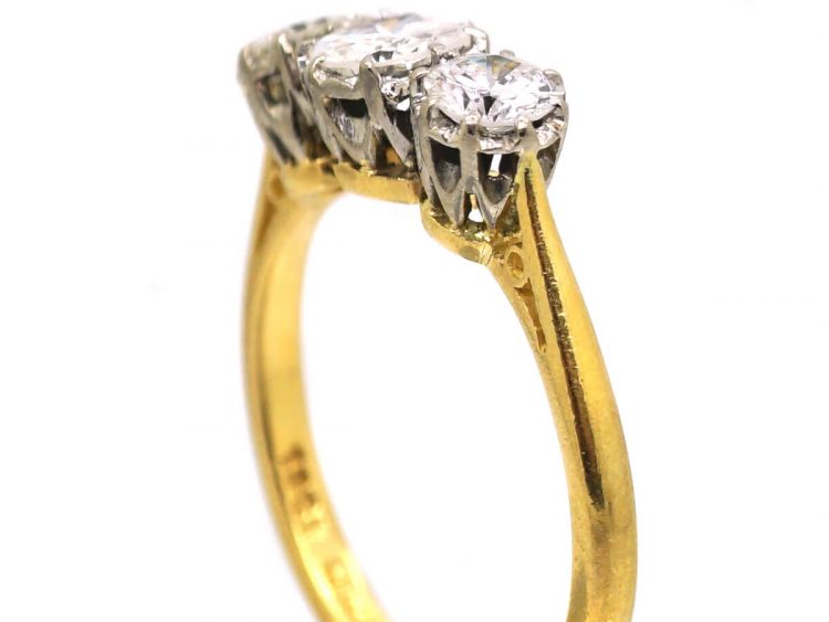 Early 20th Century 18ct Gold & Platinum,Three Stone Diamond Ring