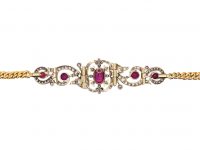 Victorian 18ct Gold, Ruby & Diamond Bracelet or Brooch