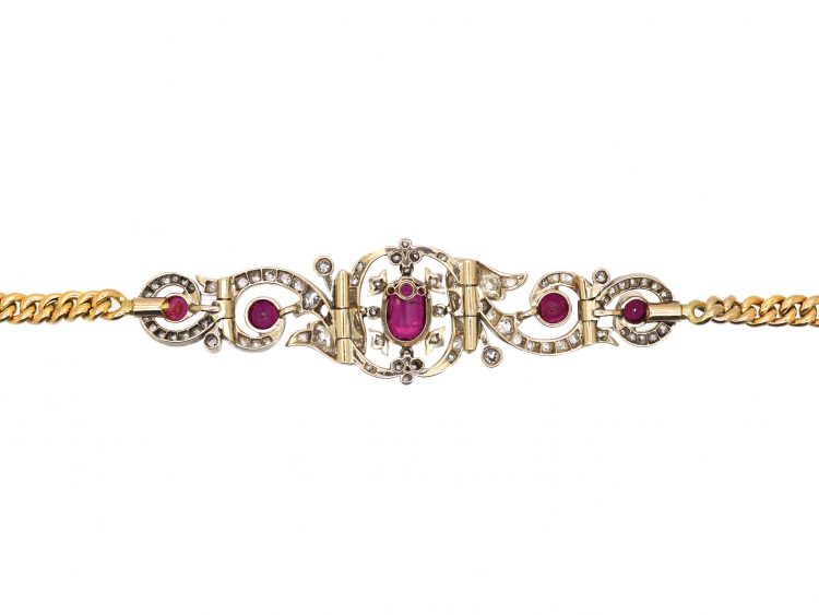 Victorian 18ct Gold, Ruby & Diamond Bracelet or Brooch