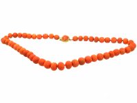 Georgian Pineapple Cut Coral Beads with Gold & Coral Clasp