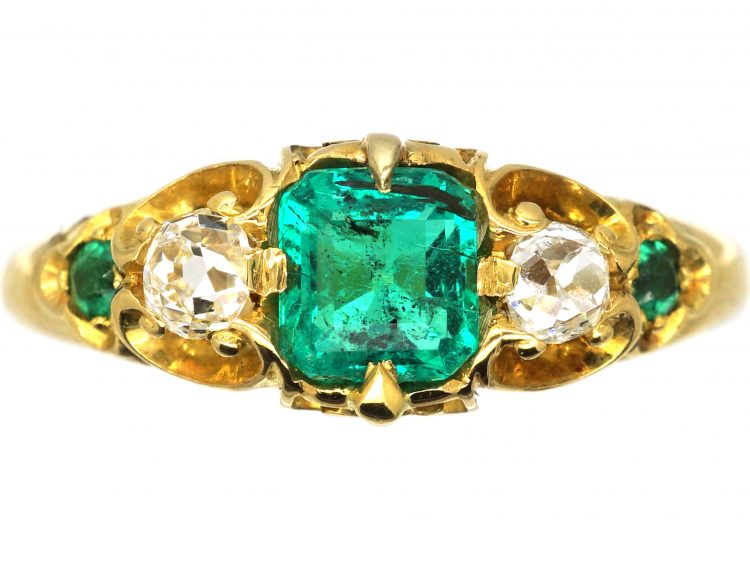 Vintage Emerald Diamond Cluster Ring 3.11ct Natural Brazilian Emerald –  Laurelle Antique Jewellery