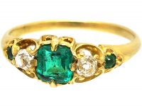 Regency 18ct Gold, Emerald & Diamond Ring