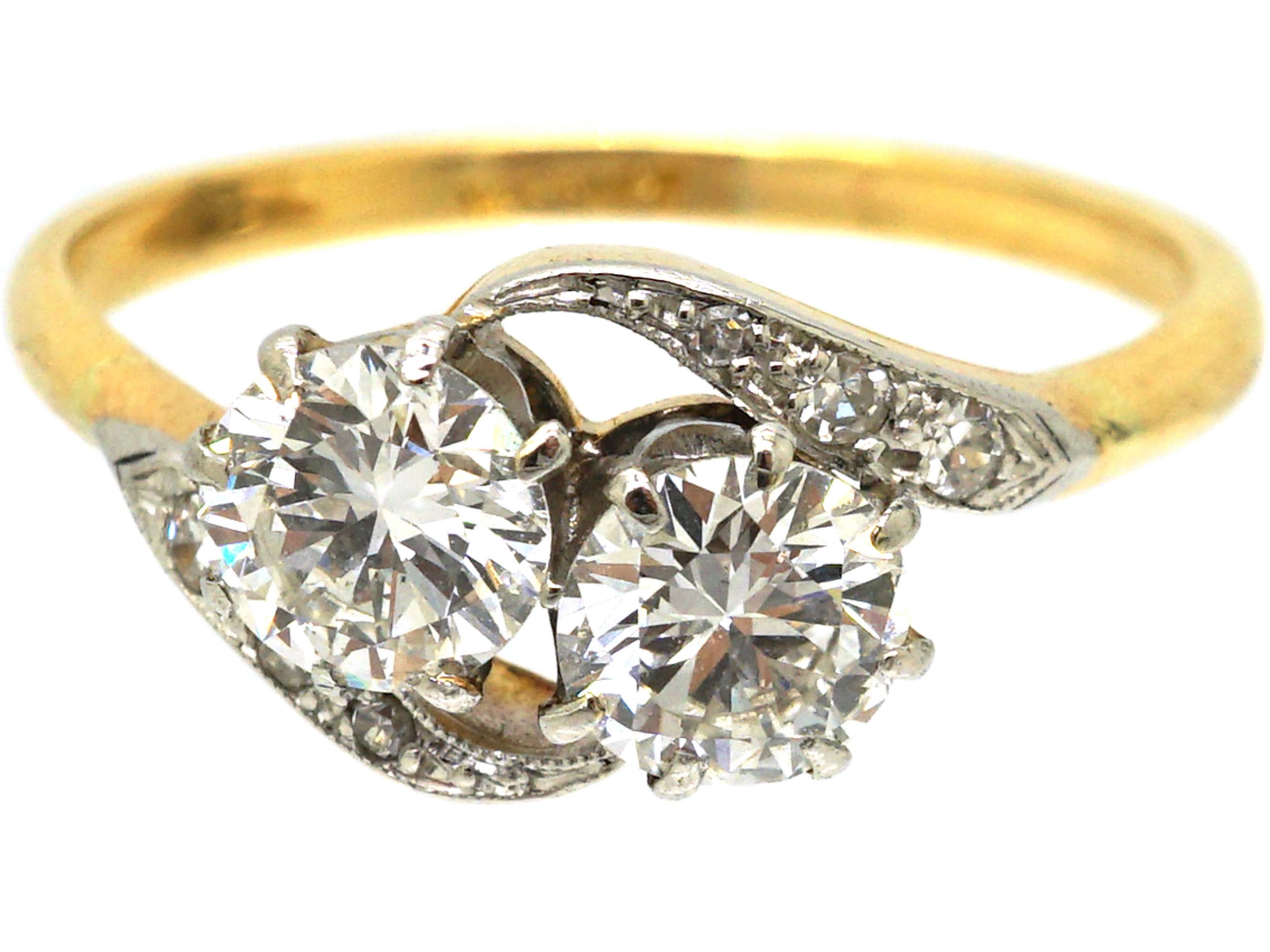 Early 20th Century 18ct Gold & Platinum, Crossover Diamond Ring (320W ...
