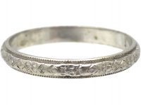 Early 20th Century Platinum Wedding Ring with Orange Blossom Motif