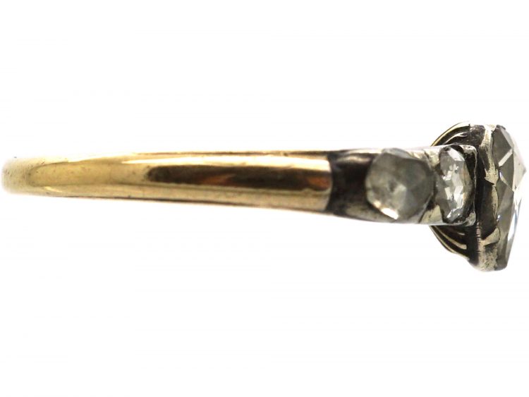 Mid 18th Century Rose Diamond Ring with Heart Shaped Rose Diamond in the Centre