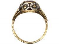 Art Nouveau 18ct Gold & Silver Flower Motif Ring set with a Garnet
