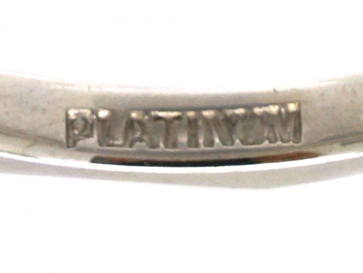 Art Deco Platinum Wedding Ring with Engraved Orange Blossom Detail