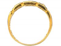 Victorian 18ct Gold, Black Enamel Three Stone Diamond Ring