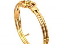 Edwardian 15ct Gold Knot Bangle set with a Diamond