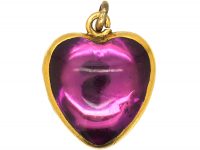 Georgian 18ct Gold Heart Locket set with a Cabochon Amethyst dated 1829 with an Earl's Coronet