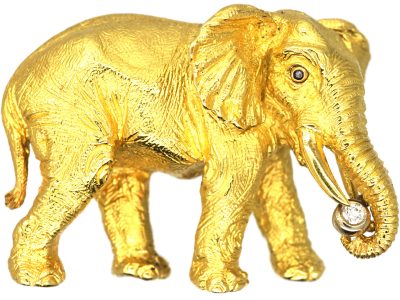 18ct Gold Elephant Brooch by Tiffany