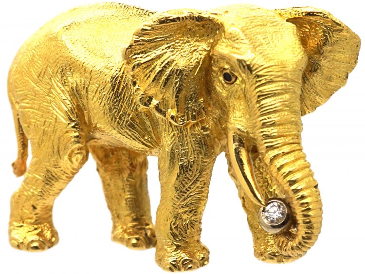 18ct Gold Elephant Brooch by Tiffany