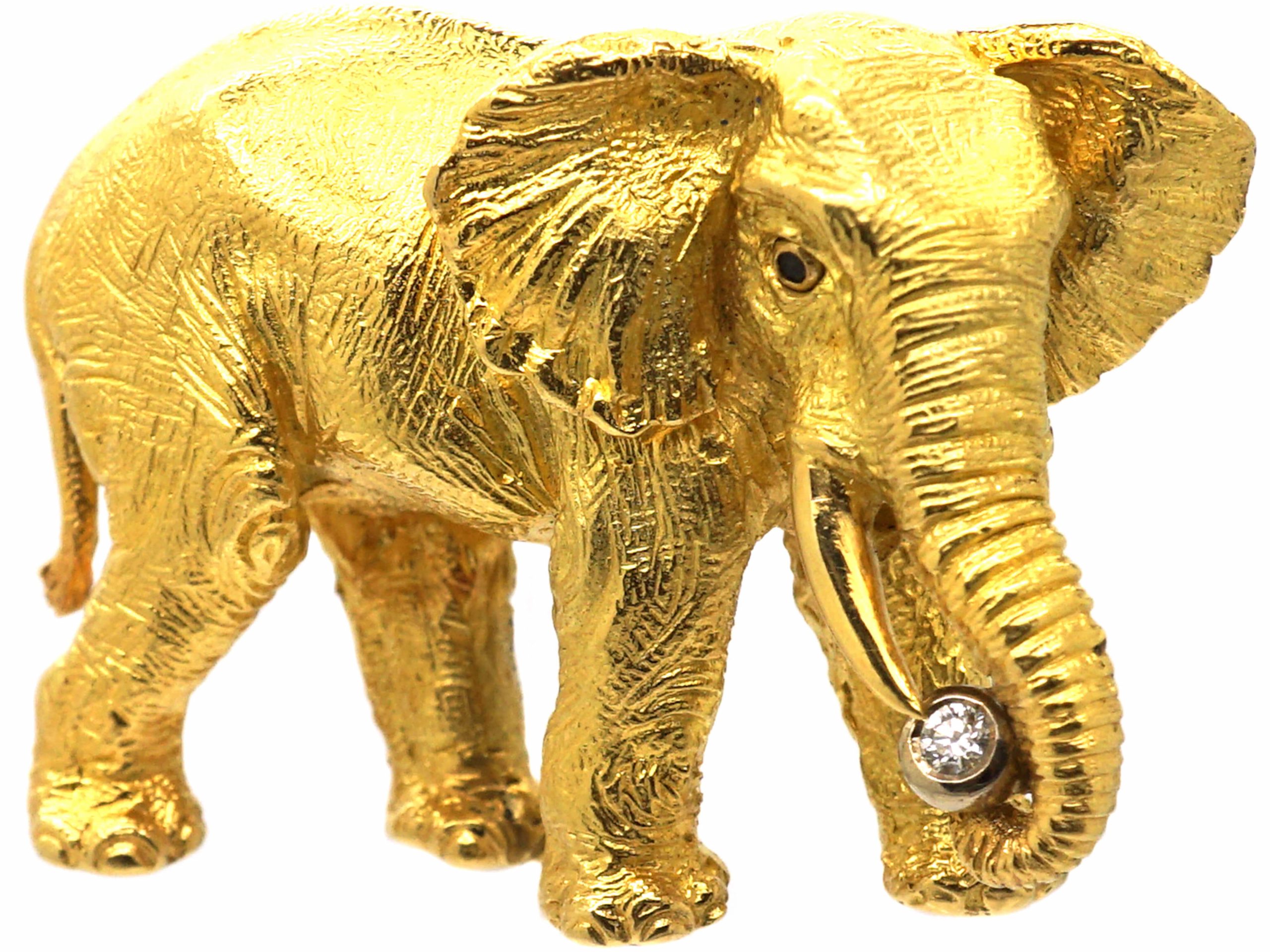 Gold hot sale elephant brooch