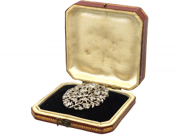 Georgian Giardinetto Brooch set with Diamonds in Original Case