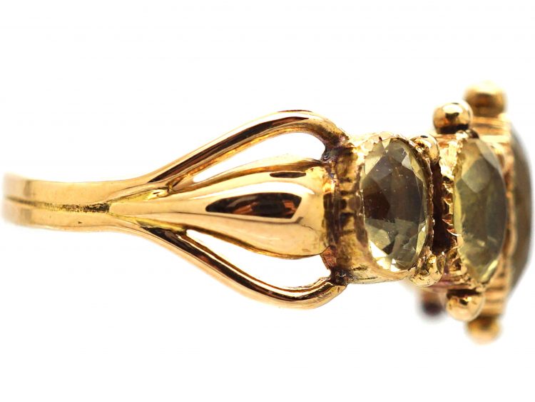Georgian 15ct Gold Five Stone Foiled Citrine Ring