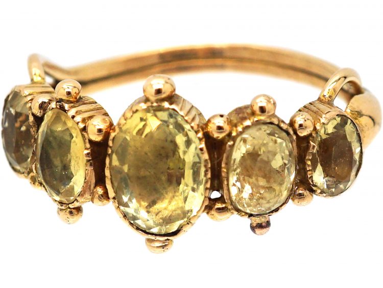 Georgian 15ct Gold Five Stone Foiled Citrine Ring
