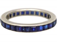 Art Deco 18ct White Gold Eternity Ring set with Sapphires
