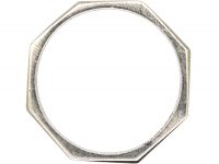 Art Deco Platinum Octagonal Ring with Raised Motifs