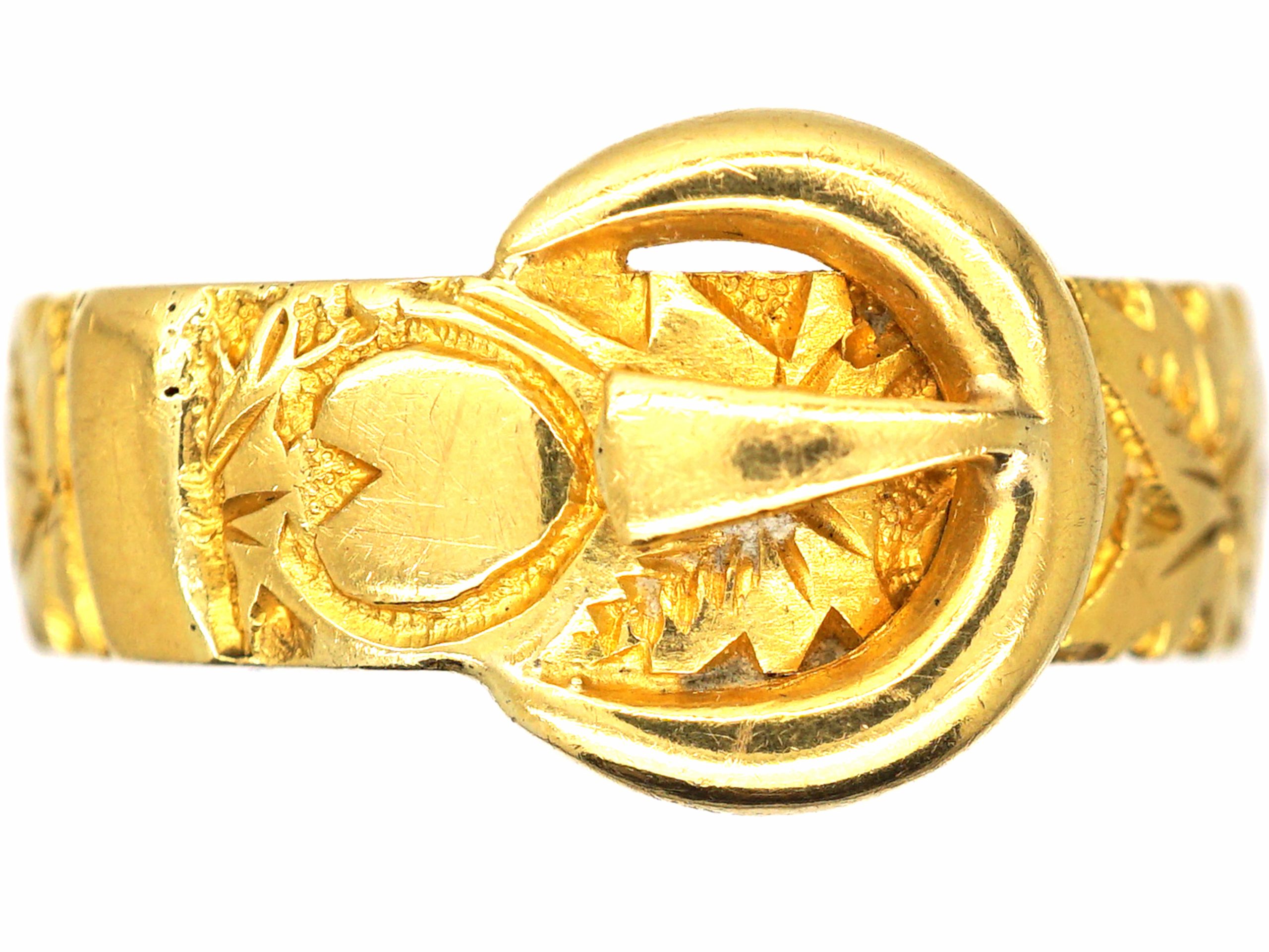 Estate Edwardian 18K Yellow Gold Buckle Ring