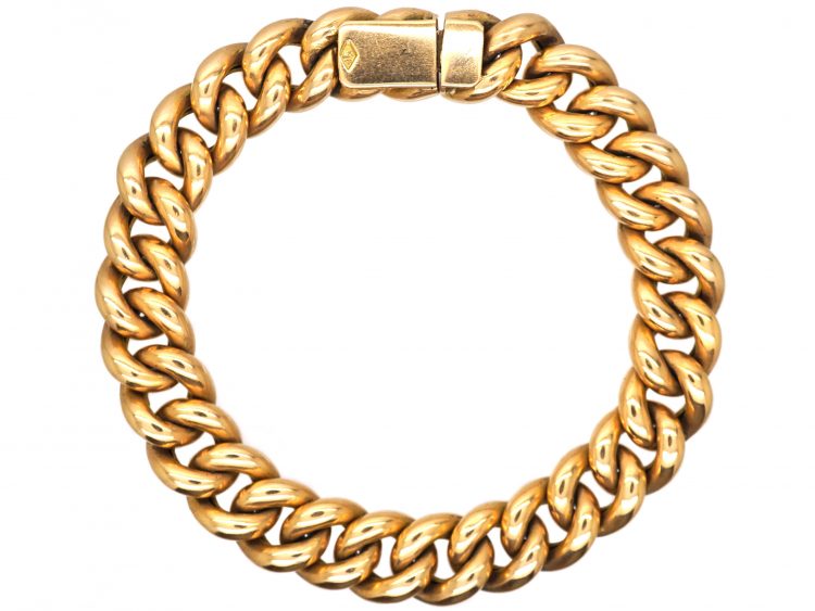 Edwardian 15ct Gold Curb Bracelet