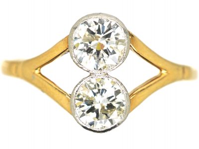 Edwardian 18ct & Platinum, Two Stone Diamond Ring