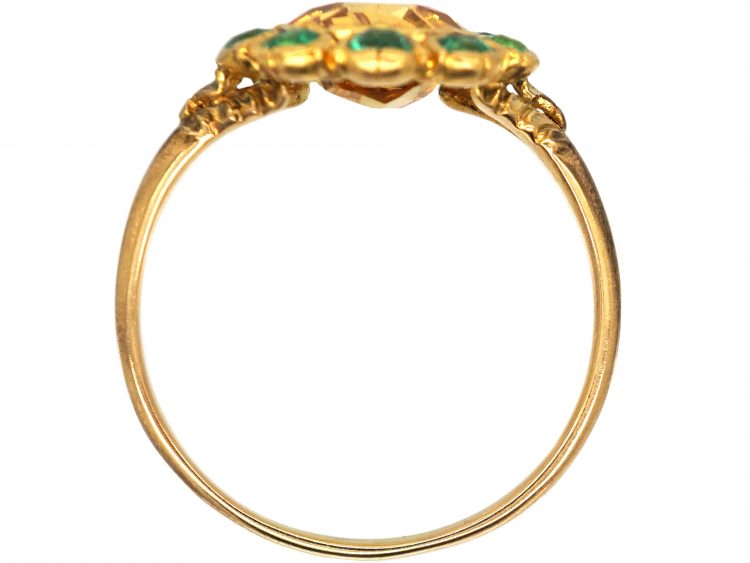 Georgian 15ct Gold Ring set with a Pear Shaped Topaz & Emeralds