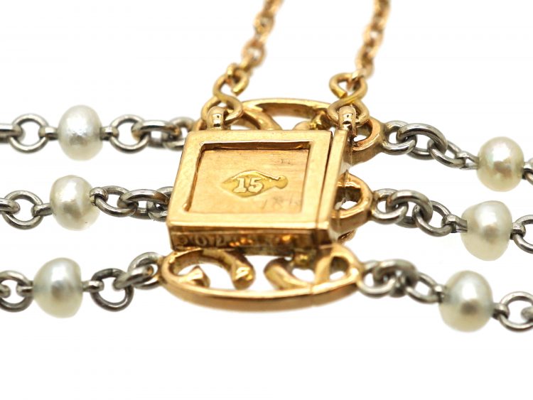 Edwardian 15ct Gold,Platinum & Natural Pearls Bracelet
