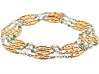 Edwardian 15ct Gold,Platinum & Natural Pearls Bracelet