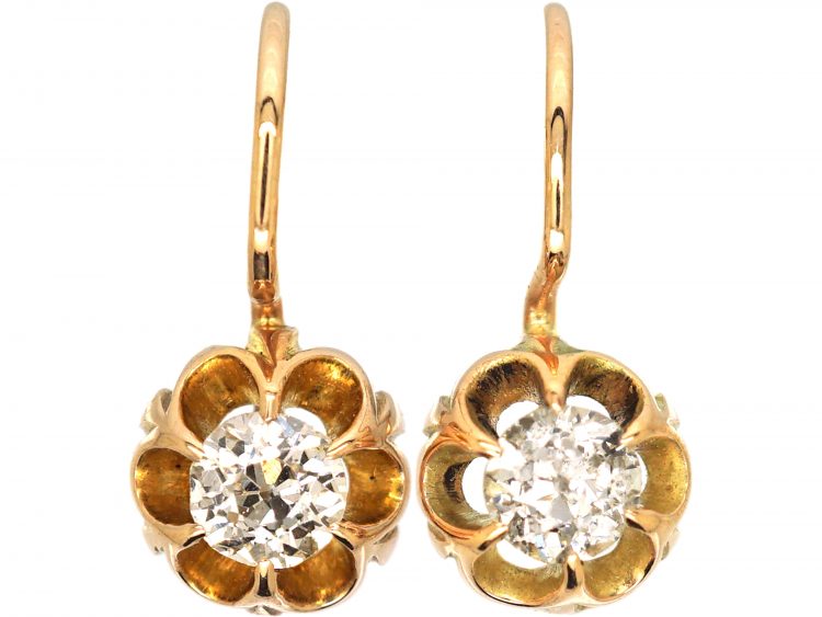 Early 20th Century 18ct Gold Claw Set Solitaire Diamond Earrings