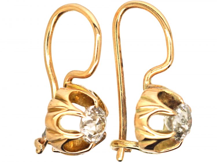 Early 20th Century 18ct Gold Claw Set Solitaire Diamond Earrings