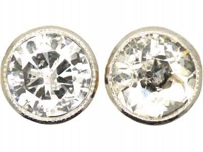 Edwardian 15ct Gold & Platinum, Diamond Solitaire Stud Earrings