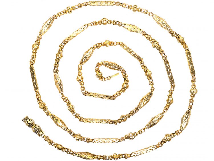 Georgian 15ct Gold Long Lantern Chain