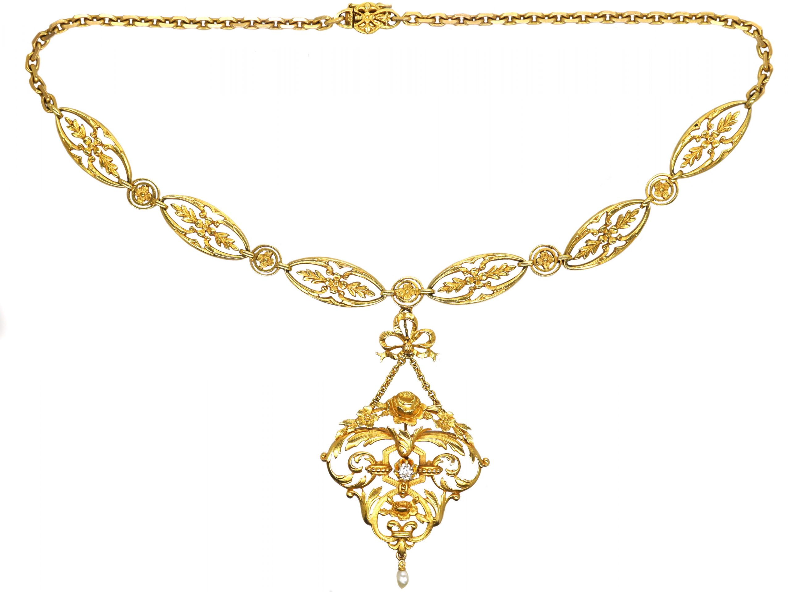 French 19th Century Belle Époque 18ct Gold Necklace (252T) | The ...