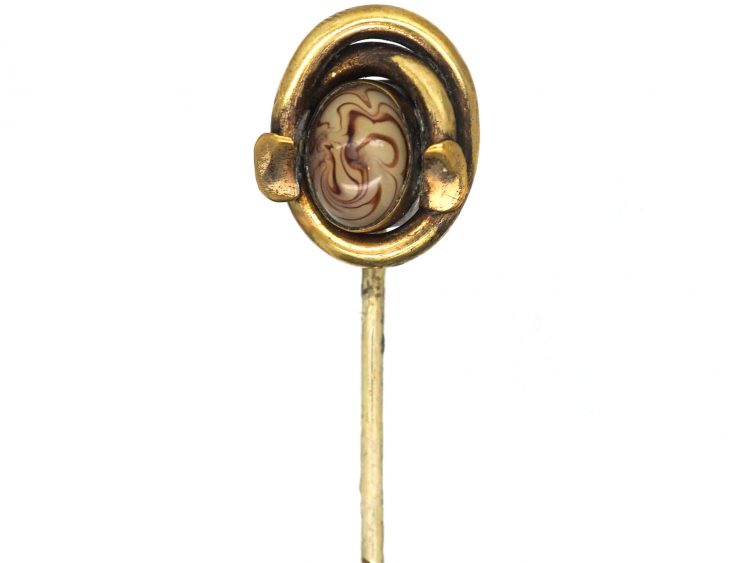 Victorian Gold Cased Tie Pin with Glass Bead