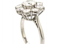 1950s 18ct White Gold Large Diamond Cluster Ring