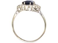 Art Deco Platinum Rectangular Cut Sapphire & Diamond, Diamond Shaped Ring