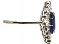 Art Deco Platinum Rectangular Cut Sapphire & Diamond, Diamond Shaped Ring