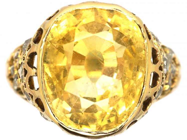 French Early 20th Century 18ct Gold, Large Yellow Sapphire & Rose ...