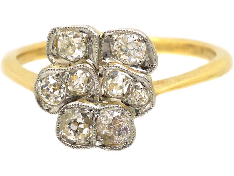 Edwardian 18ct Gold & Platinum, Diamond Pansy Ring