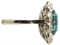 Early 20th Century Platinum, Large Zircon & Diamond Cluster Ring
