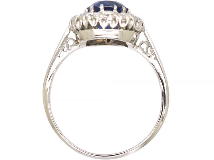 Early 20th Century Platinum, Sapphire & Diamond Oval Cluster Ring