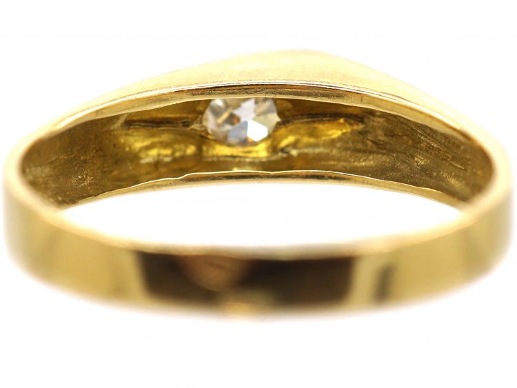 1970s 18ct Gold Abstract Diamond Solitaire Ring