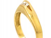 1970s 18ct Gold Abstract Diamond Solitaire Ring