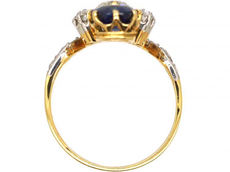 Art Nouveau 18ct Gold & Platinum, Sapphire & Diamond Ring