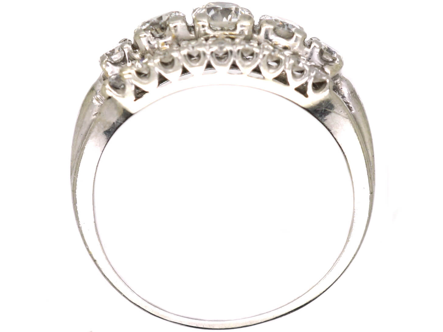 Edwardian 18ct White Gold Three Row Diamond Ring (211W) | The Antique ...