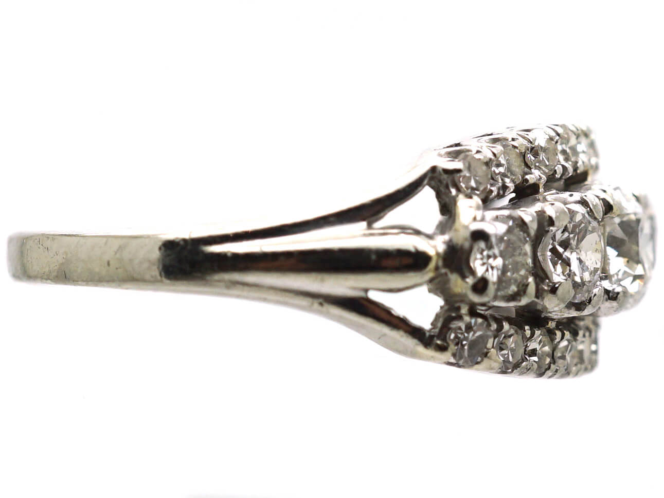 Edwardian 18ct White Gold Three Row Diamond Ring (211W) | The Antique ...