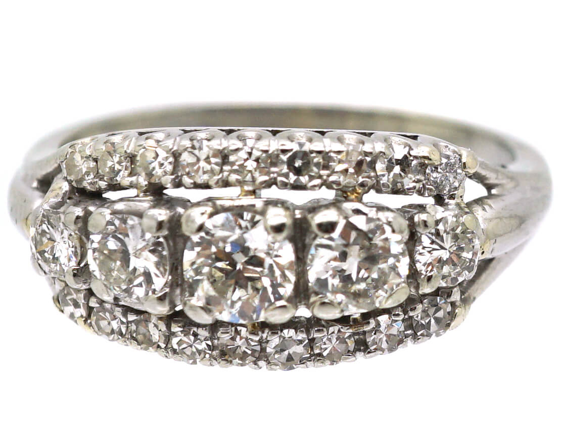 Edwardian 18ct White Gold Three Row Diamond Ring (211W) | The Antique ...