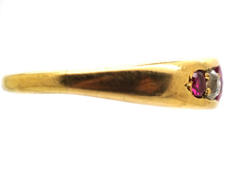 Edwardian 18ct Gold, Pink Sapphire & Diamond Five Stone Ring